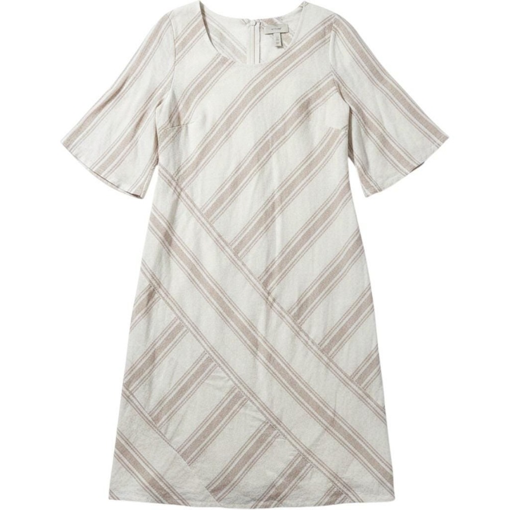 Soft Surroundings Linen Blend Striped Dress Ivory Tan XS
